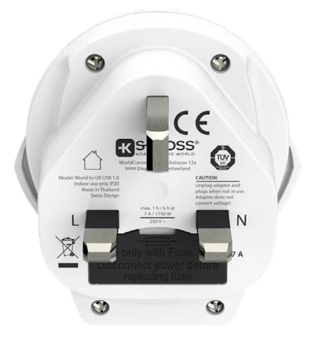 Skross World To UK USB Travel Adapter White