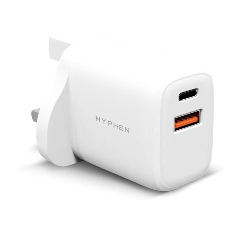 HYPHEN Dual Port PD Power Adaptor 20W UK Plug White