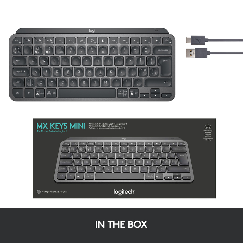 Logitech 920-010498 MX Keys Mini Wireless Illuminated Keyboard - (US International) - Graphite