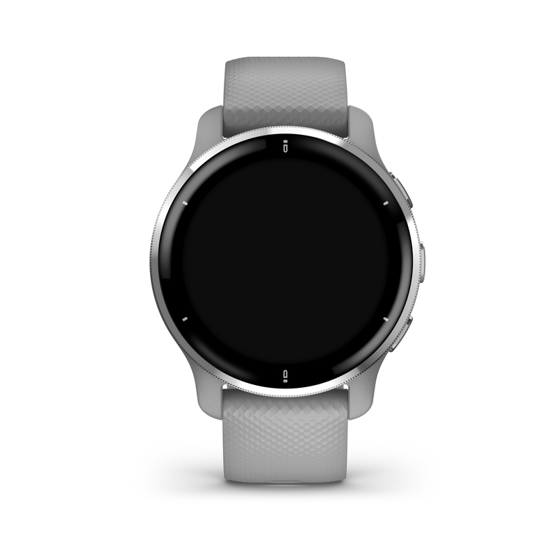 Garmin Venu 2 Plus Silver Stainless Steel Bezel with Powder Grey Case and Silicone Band Smartwatch