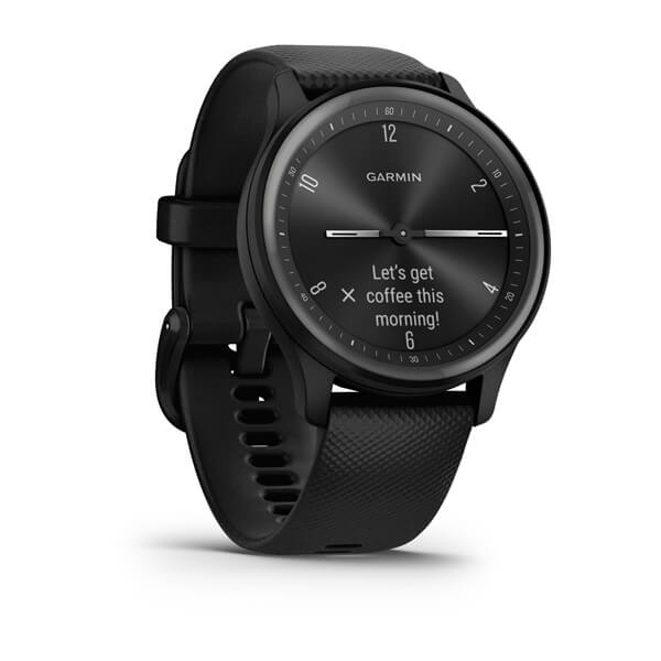 Garmin Vivomove Sport Smartwatch Black Case and Silicone Band with Slate Accents