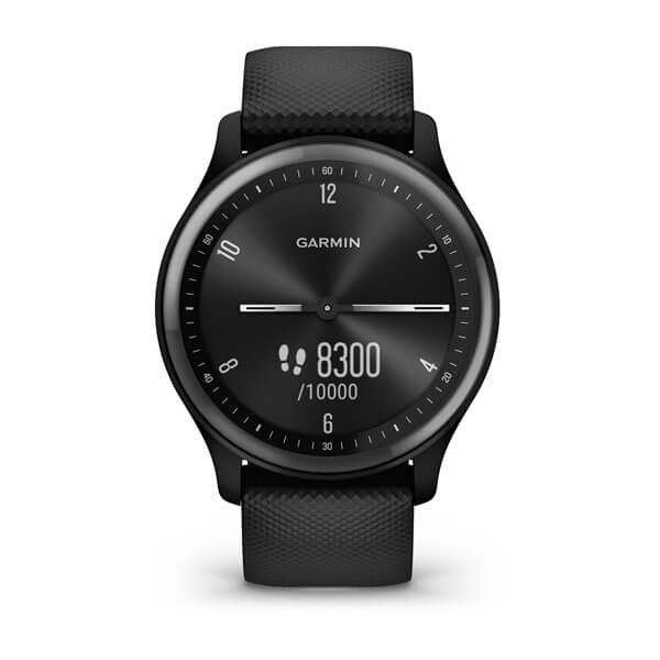 Garmin Vivomove Sport Smartwatch Black Case and Silicone Band with Slate Accents