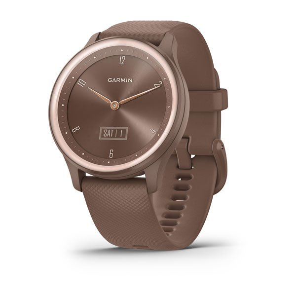 Garmin Vivomove Sport Smartwatch Cocoa Case and Silicone Band with Peach Gold Accents