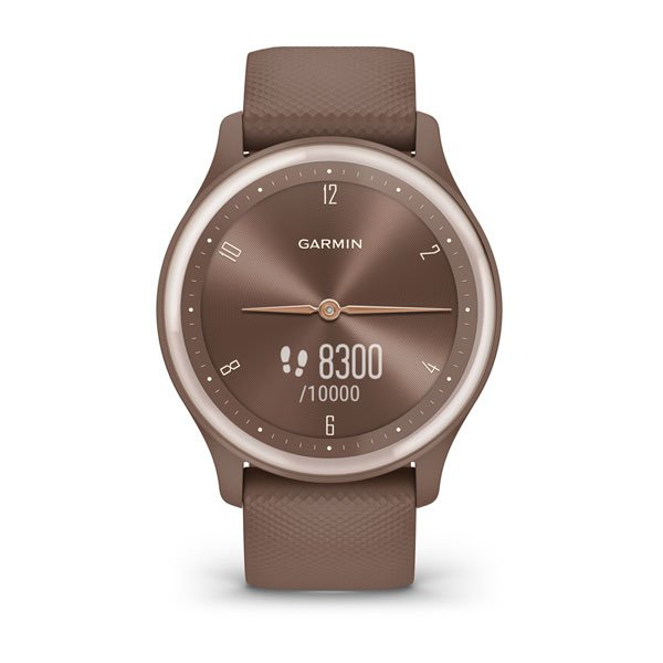 Garmin Vivomove Sport Smartwatch Cocoa Case and Silicone Band with Peach Gold Accents