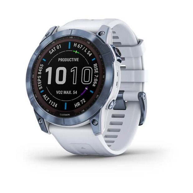 Garmin Fenix 7X Sapphire Solar 51Mm Mineral Blue DLC Titanium with Whitestone Band Smartwatch