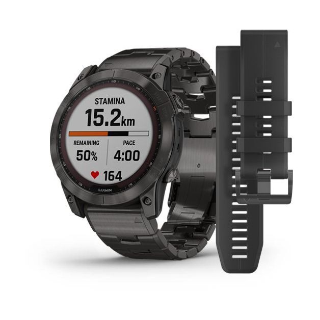 Garmin Fenix 7X Sapphire Solar 51Mm Carbon Grey DLC Titanium with Carbon Grey DLC Vented Titanium Band Smartwatch