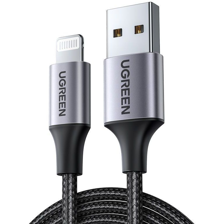 UGreen USB-A to Lightning MFI Cable Nylon Braided 2M - Black UGreen USB-A to Lightning MFI Cable Nylon Braided 2M - Black