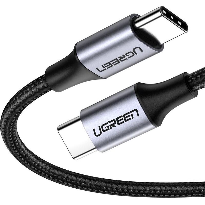 UGreen USB-C to USB-C Cable Nylon Braided 3A PD 60W Fast Charging 1M - Black UGreen USB-C to USB-C Cable Nylon Braided 3A PD 60W Fast Charging 1M - Black