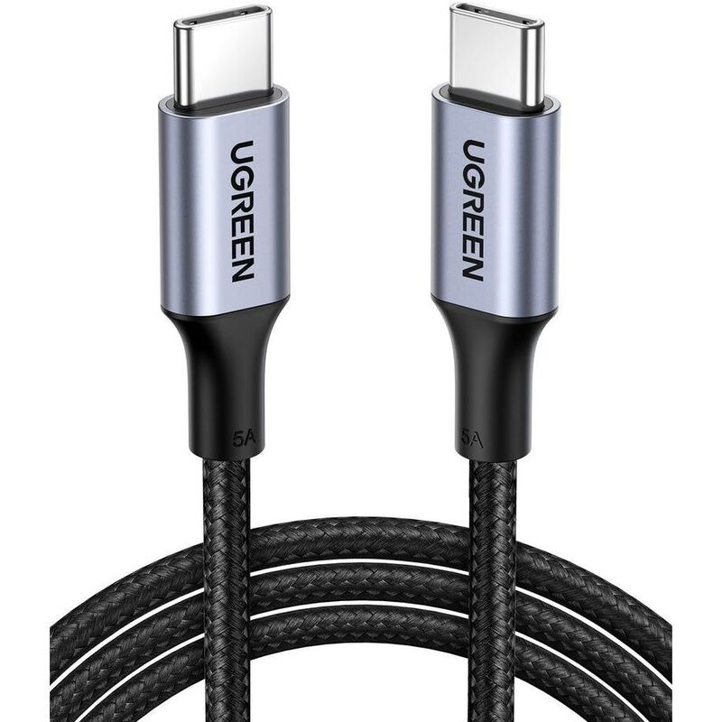 UGreen USB-C to USB-C Cable Nylon Braided 5A PD 100W Fast Charging 1M - Black UGreen USB-C to USB-C Cable Nylon Braided 5A PD 100W Fast Charging 1M - Black