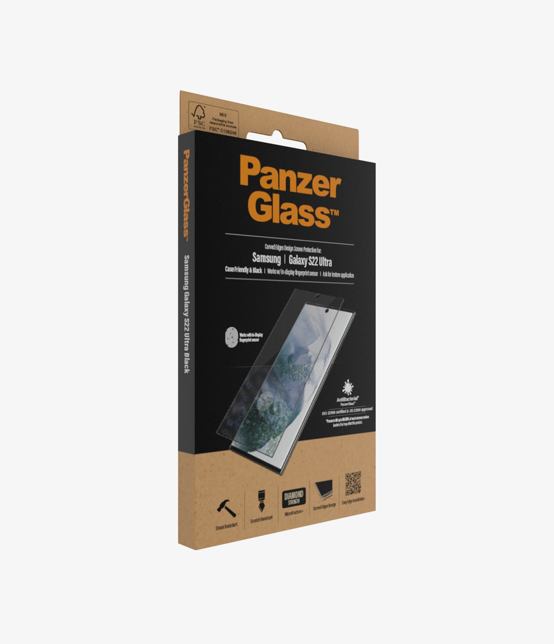 PanzerGlass Edge to Edge Case Friendly Screen Protector Black for Samsung Galaxy S22 Ultra