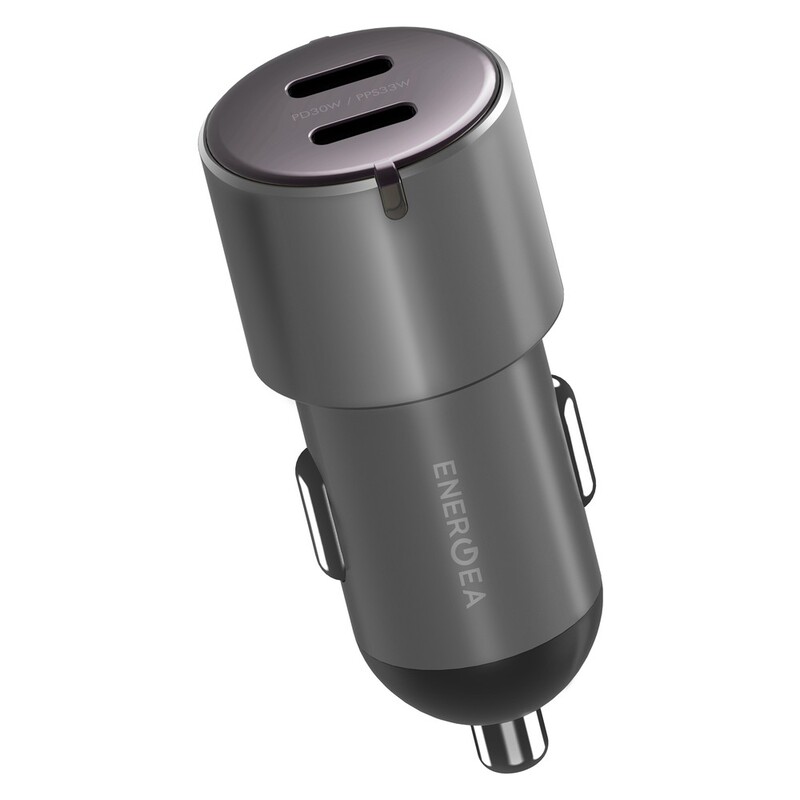Energea Alu Drive D60 2 USB-C PD/PPS Aluminium 66W Car Charger - Gunmetal Energea Alu Drive D60 2 USB-C PD/PPS Aluminium 66W Car Charger - Gunmetal