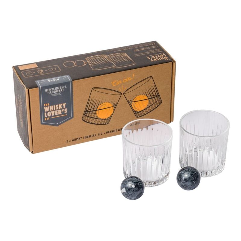 Gentlemen's Hardware Cocktail Tumbler & Whiskey Stones Set