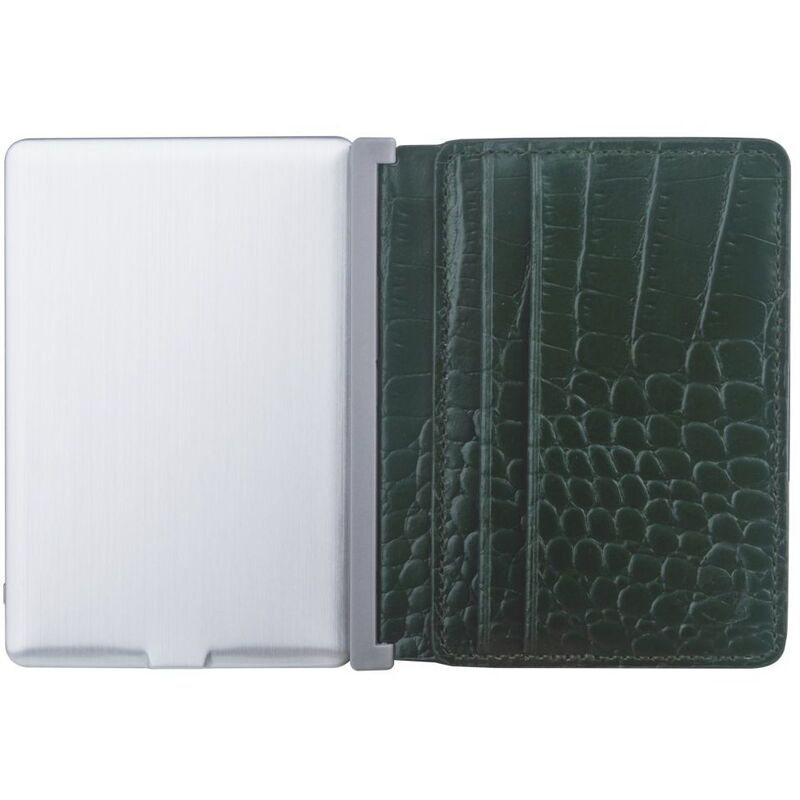 Ine Wallet & Charger Alligator Recycled Leather Green