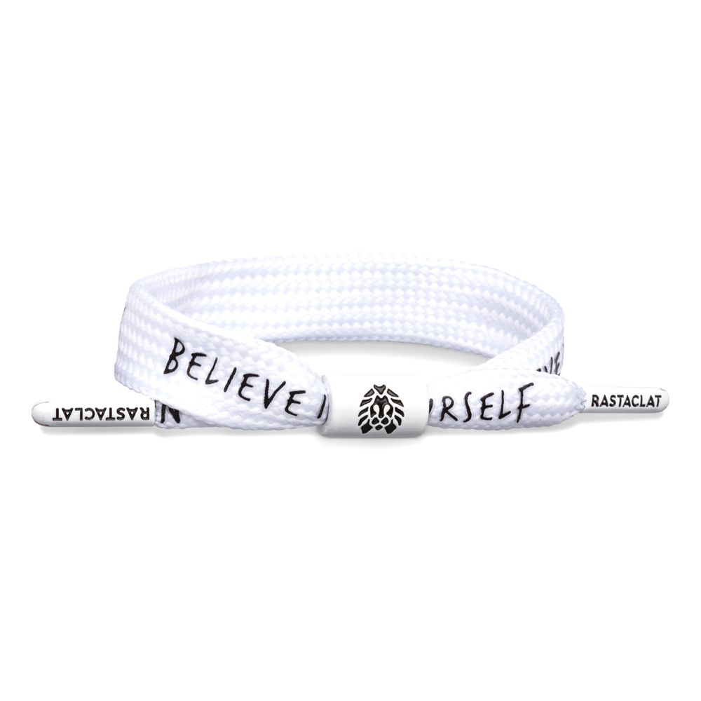 Rastaclat Believe Positive Message Men's Single Lace Bracelet - White