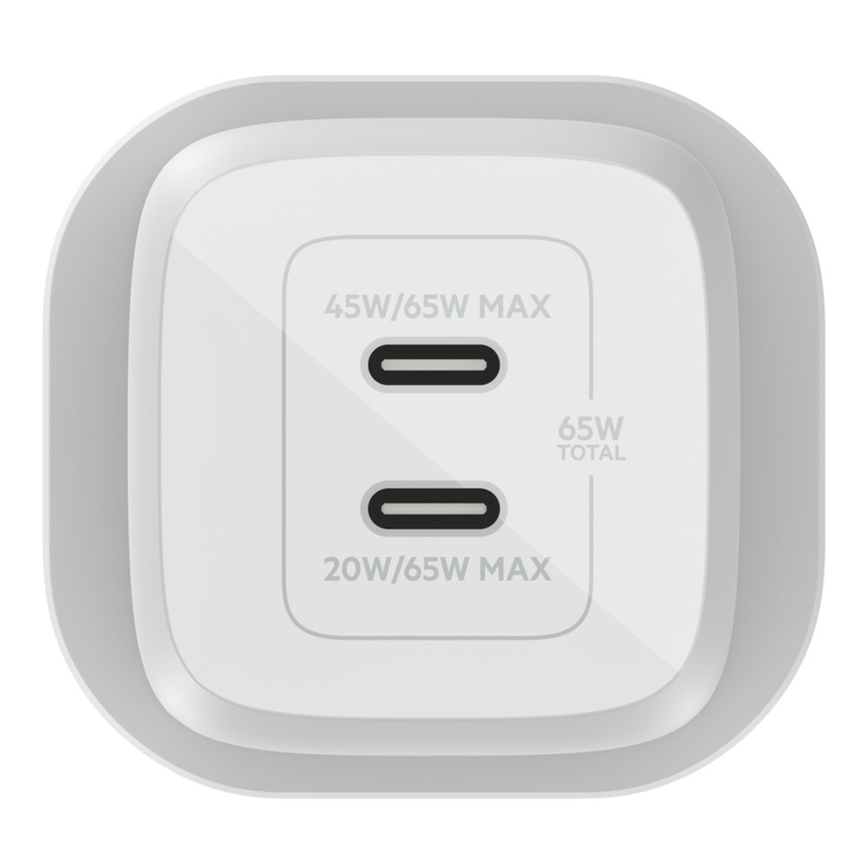 Belkin 65W Dual USB-C GaN PD Wall Charger - White