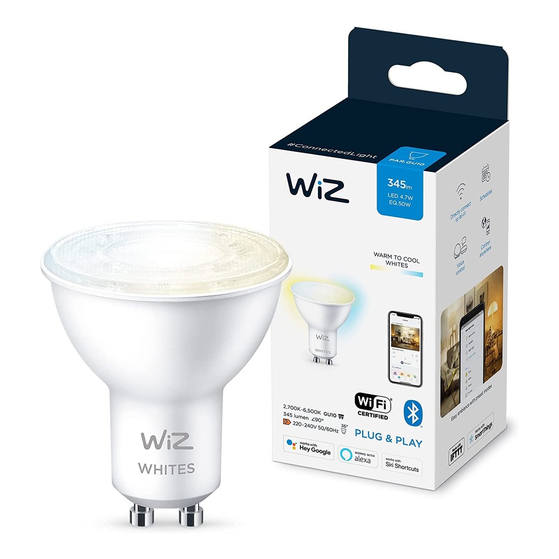 WiZ Spot PAR16 GU10 Smart Light Bulb - Tunable White (50W)