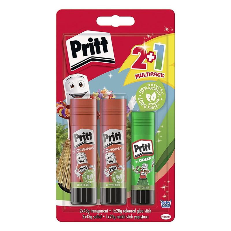 Pritt Glue Stick  - Value Pack - (2 x 43g + 1 Colour) Pritt Glue Stick  - Value Pack - (2 x 43g + 1 Colour)