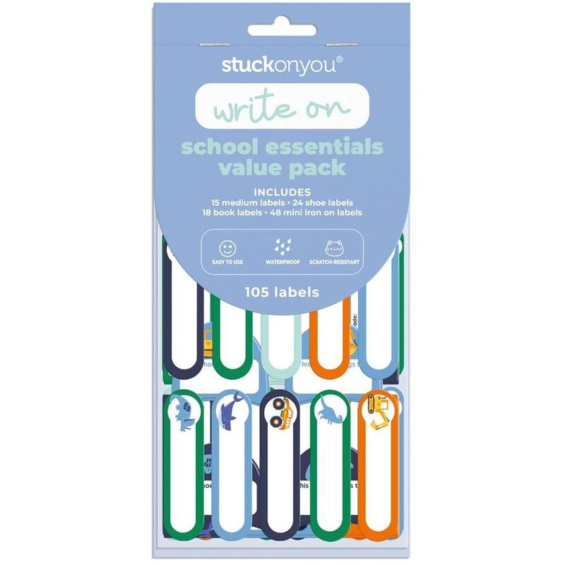 Stuck on You School Write on Labels Essentials Value Pack - Revs & Roars (105 Labels) Stuck on You School Write on Labels Essentials Value Pack - Revs & Roars (105 Labels)