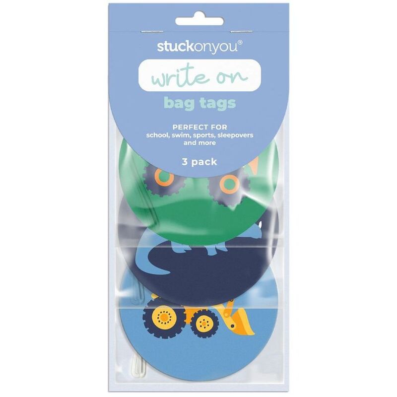 Stuck on You Write on Bag Tags - Revs & Roars (3 Pack)