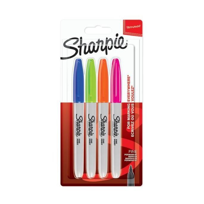Sharpie Permanent Markers - Fine - Fun (Pack Of 4) Sharpie Permanent Markers - Fine - Fun (Pack Of 4)