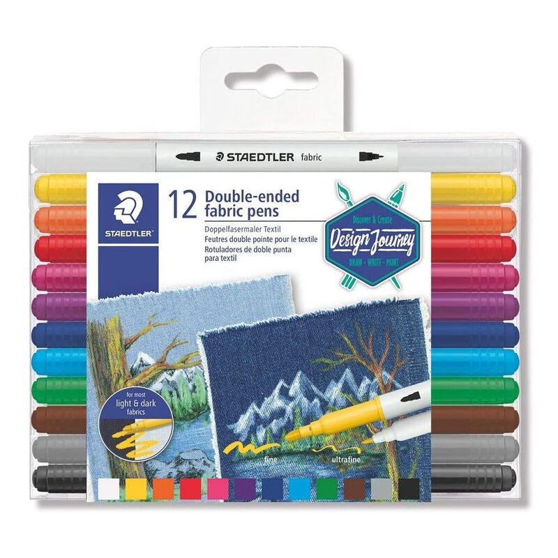 Staedtler Double-Ended Textile Pens - Assorted Colours (Pack Of 12) Staedtler Double-Ended Textile Pens - Assorted Colours (Pack Of 12)