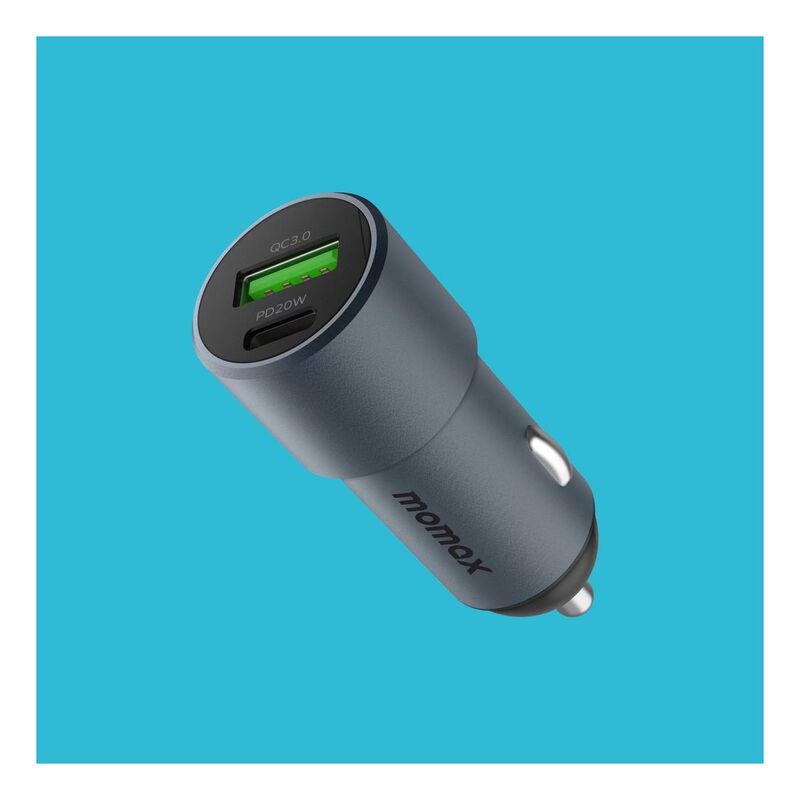 Momax 38W Dual-port Car Charger - Space Grey Momax 38W Dual-port Car Charger - Space Grey