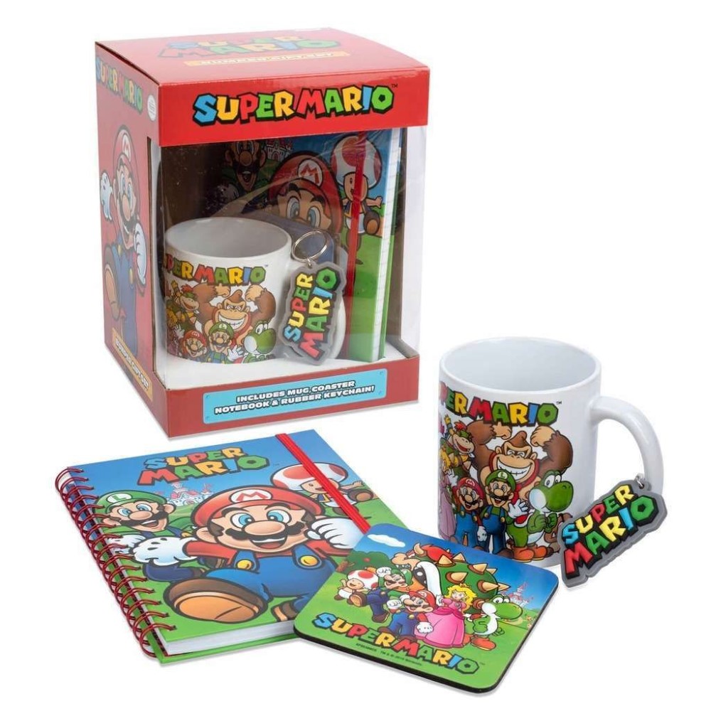 Pyramid International Super Mario Bumper Gift Set (Mug 284 ml + Coaster + Keychain & Notebook)