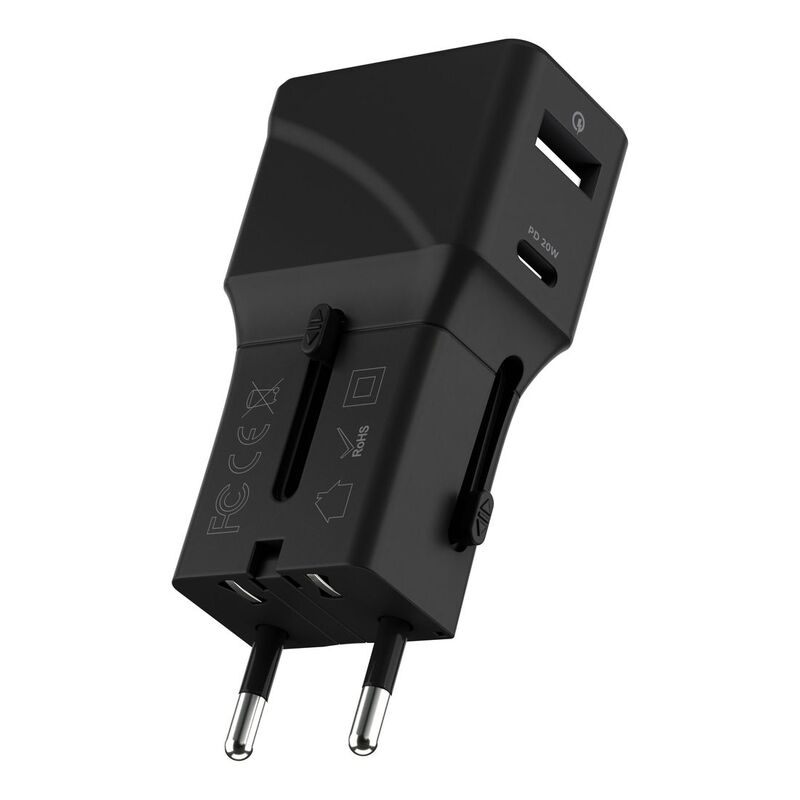 Rolling Square Pocket Travel Adapter - Black