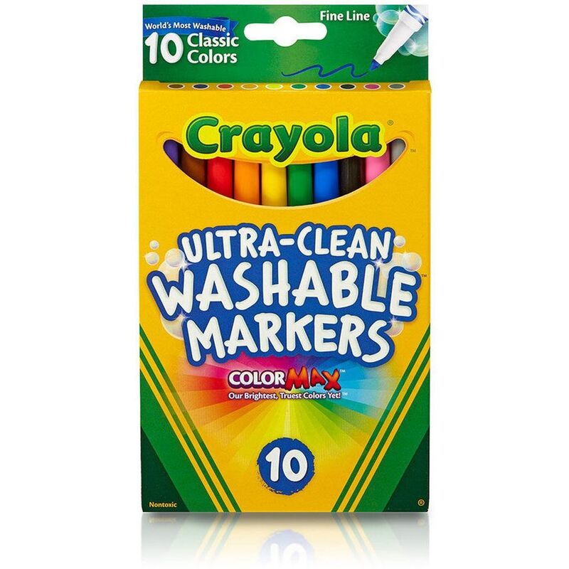 Crayola Ultra-Clean Washable Fineline Color Markers (Set of 10)