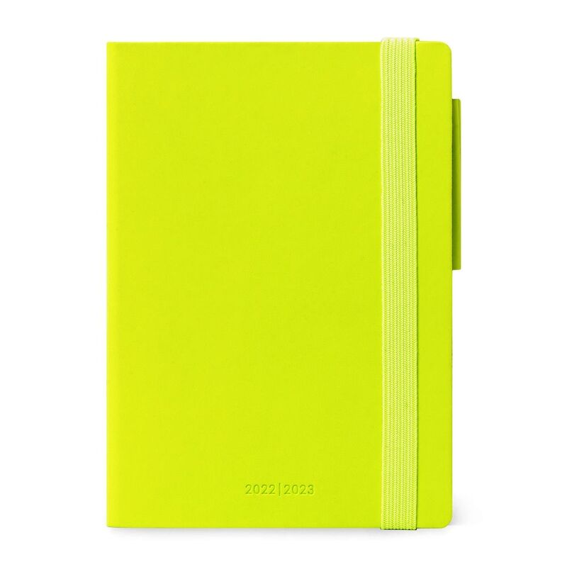 Legami Small Weekly Diary with Notebook 18 Month 2022/2023 (9.5 x 13 cm) - Lime Green