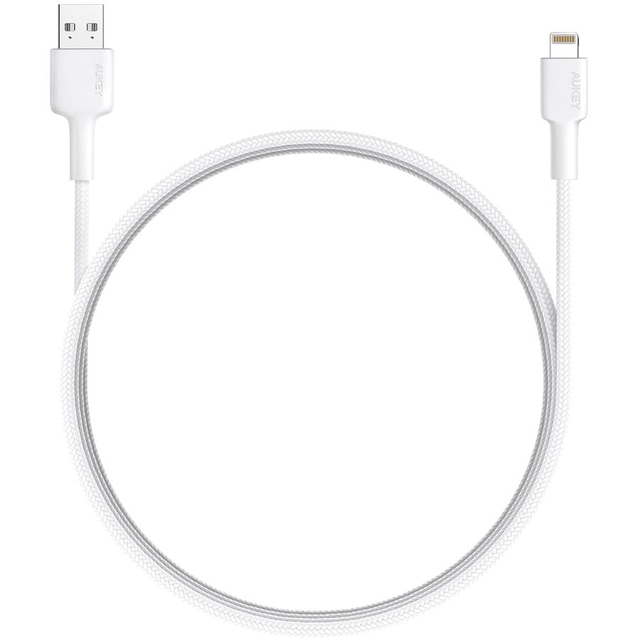 Aukey CB-BAL7 USB A-Lightning Nylon Braided MFI Cable 0.9m - White