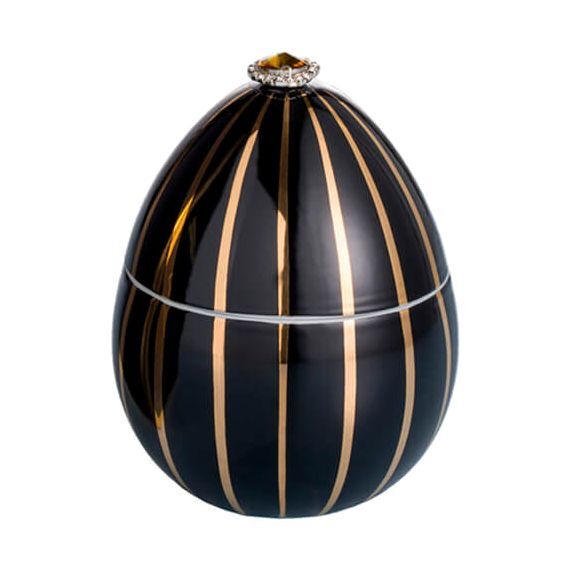 Ladenac Milano Bois De Russie Black Gold Stripes Egg Candle 220G Black