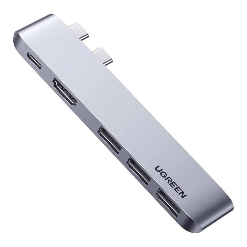 Ugreen 5-in-2 USB-C Hub for MacBook Pro/Air - silver Ugreen 5-in-2 USB-C Hub for MacBook Pro/Air - silver