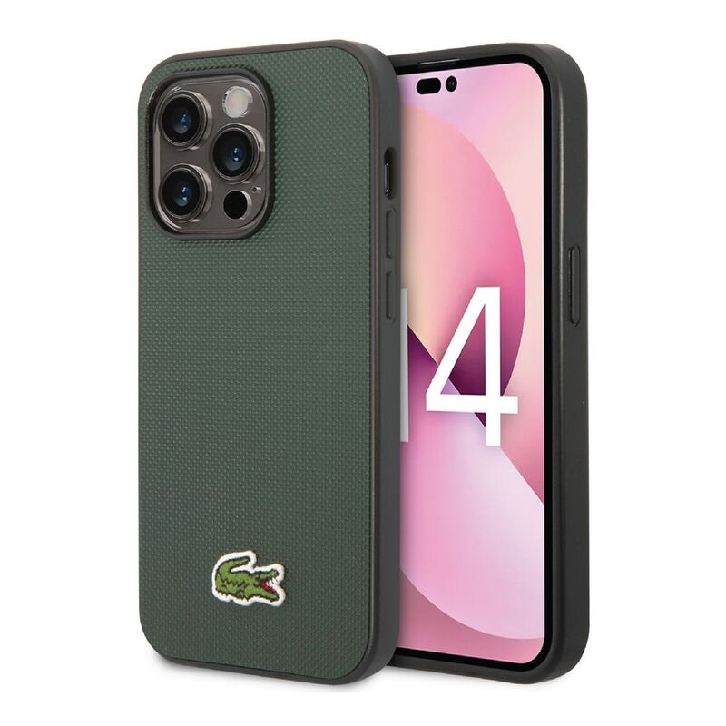 Lacoste Hard Case Iconic Petit Pique PU Woven Logo Estragon For iPhone 14 Pro - Sinople Green Lacoste Hard Case Iconic Petit Pique PU Woven Logo Estragon For iPhone 14 Pro - Sinople Green