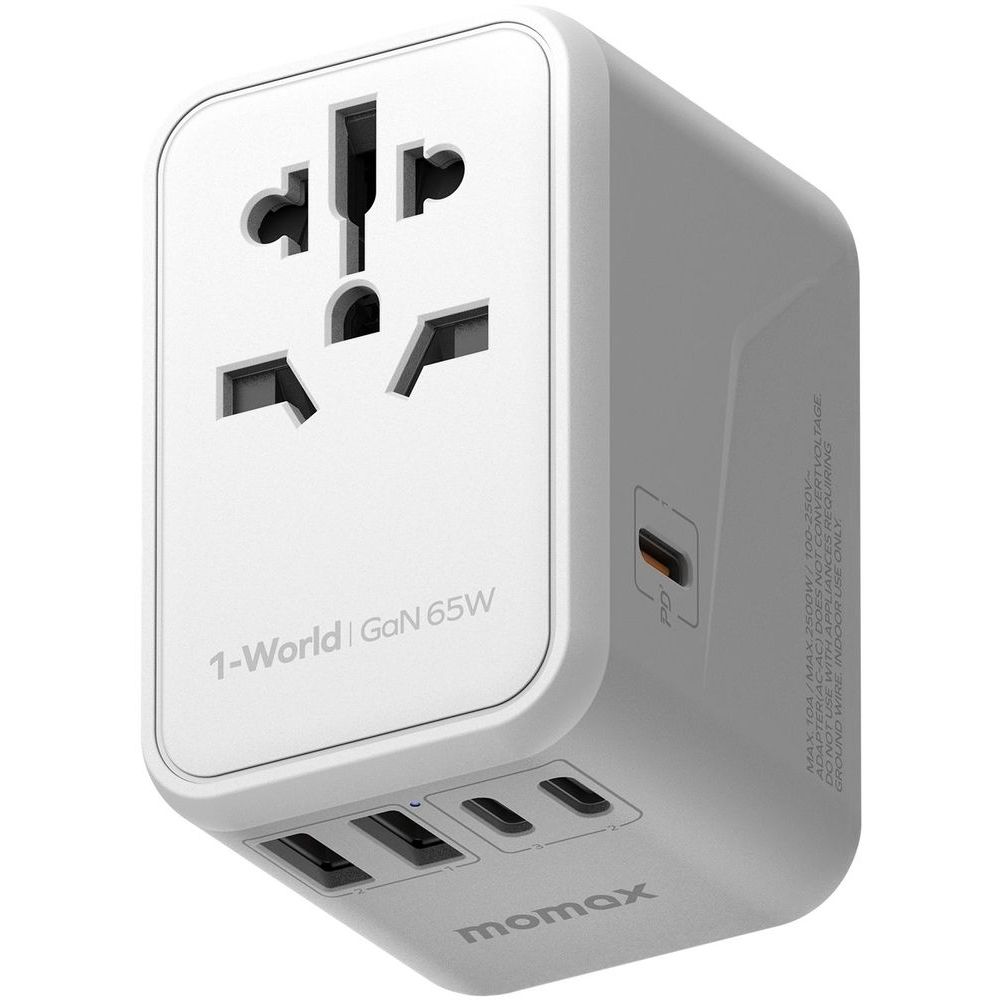 Momax 1-World 65W GaN AC Travel Adaptor - White