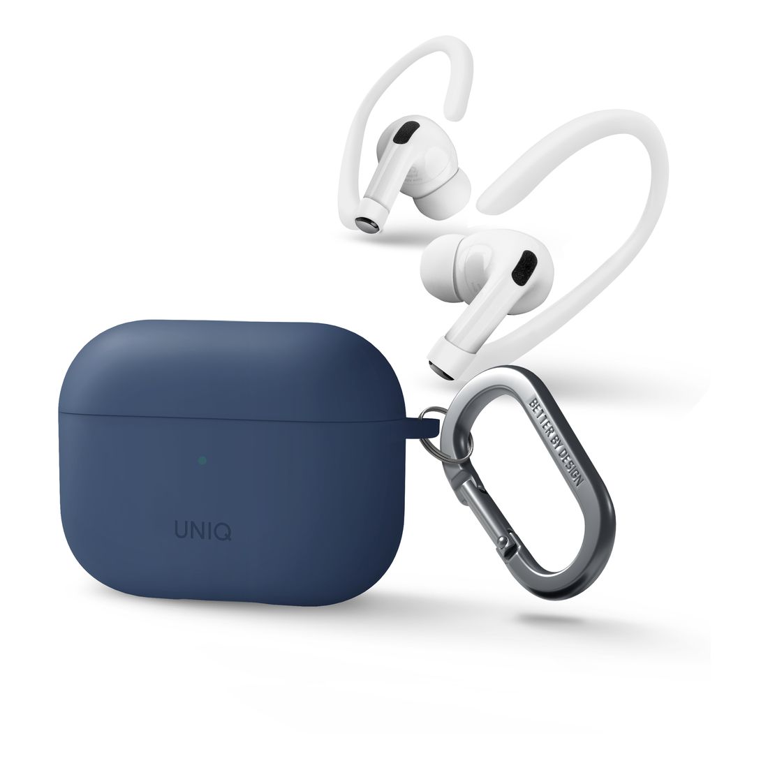 UNIQ Nexo Active Hybrid Silicone Airpods Pro 2nd Gen (2022) Case With Sports Ear Hooks - Blue