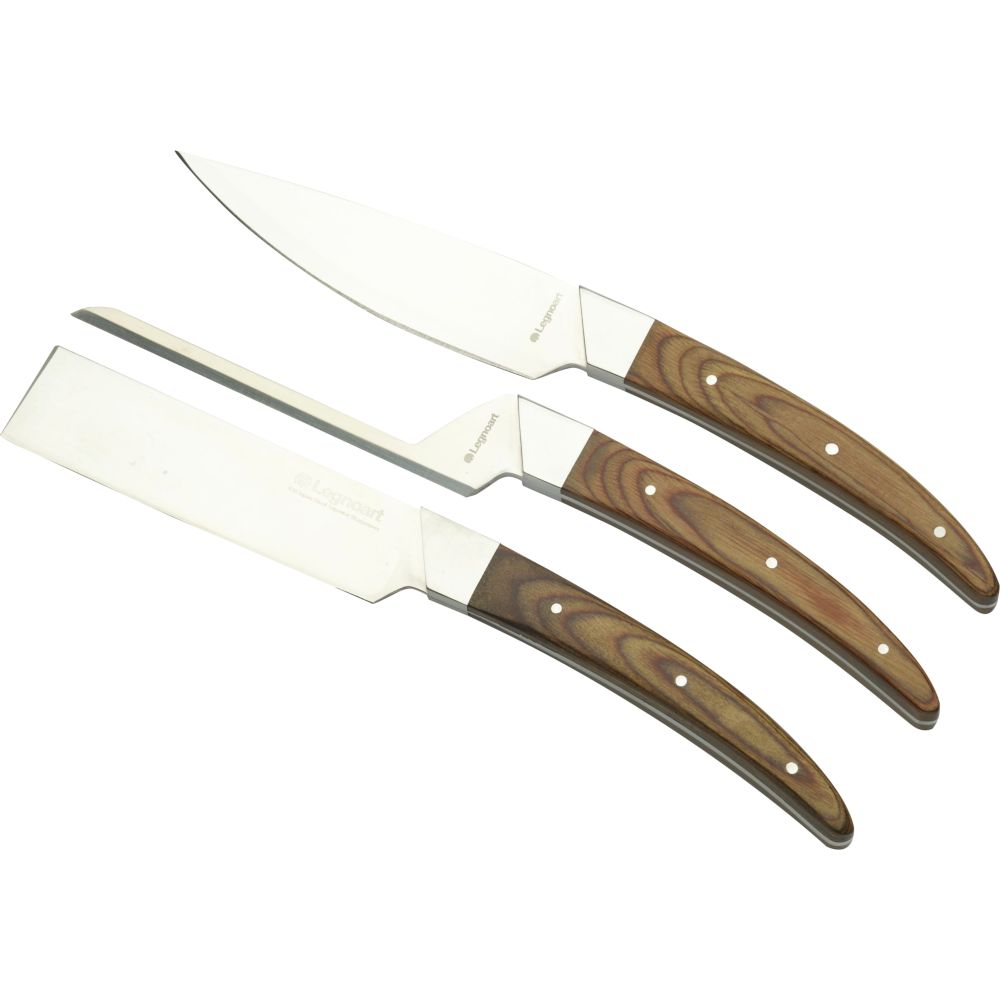 Legnoart Caseus Cheese Knife Set with Light Wood Handle (3 Knives)