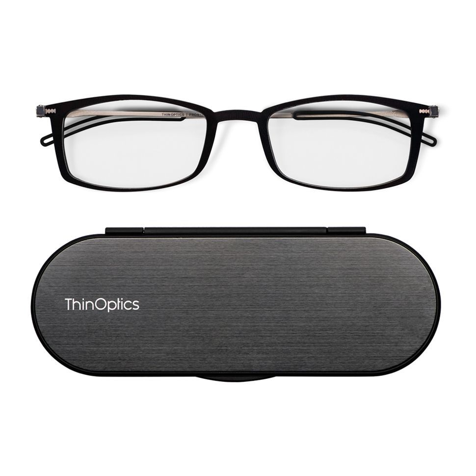 Thinoptics Brooklyn Reading Glasses With Milano Case - Black (+1.5)