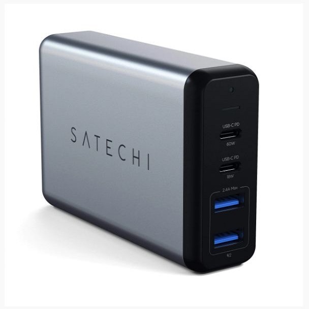 Satechi Travel Charger Dual Port 75W PD 2X USB-C/2X USB-A Space Grey