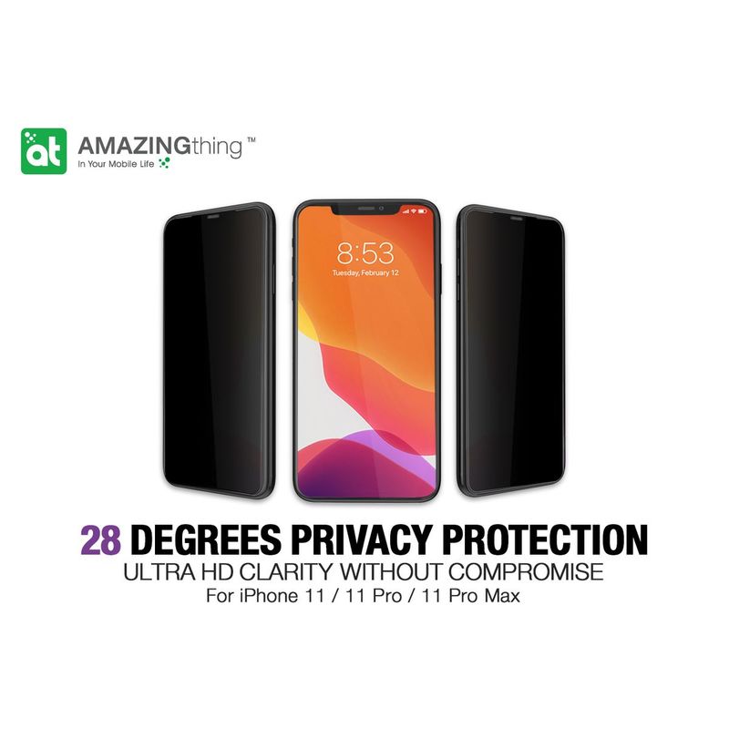 Amazing Thing 0.3M 2.75D Privacy Black Screen Protector Black for iPhone 11 with Installer