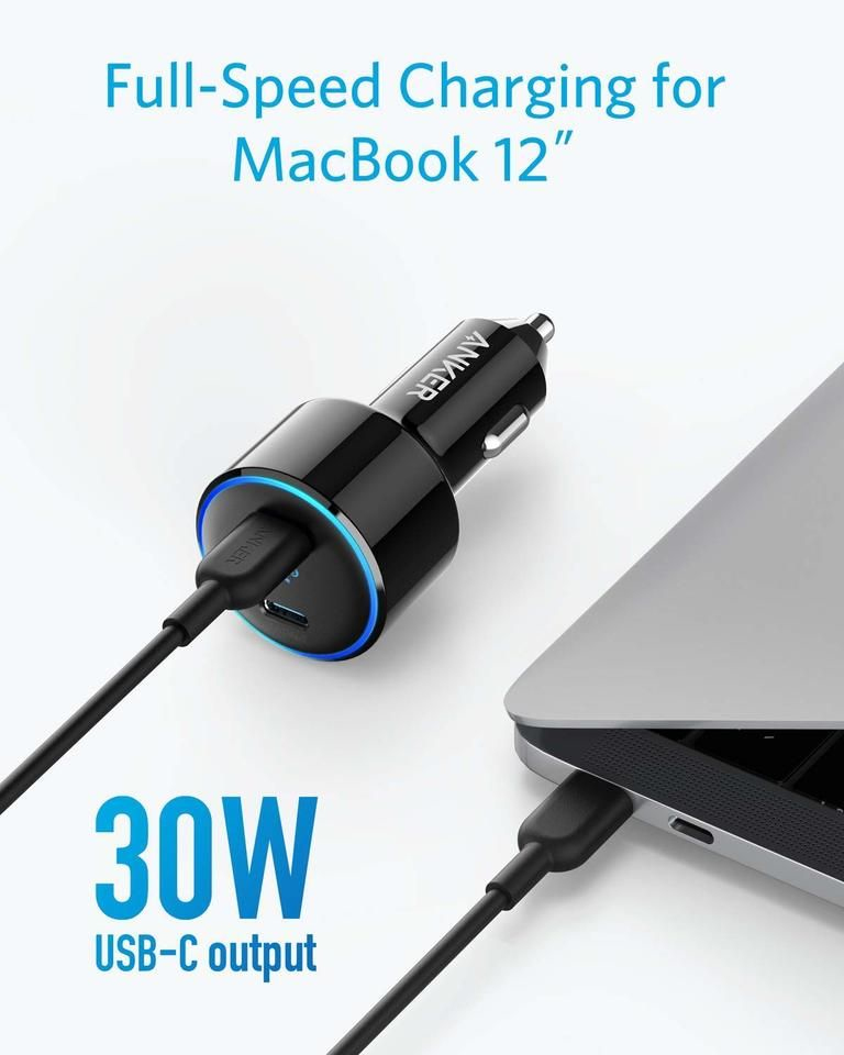 Anker PowerDrive+ III Duo Black 48 with Piq 3 Car Charger