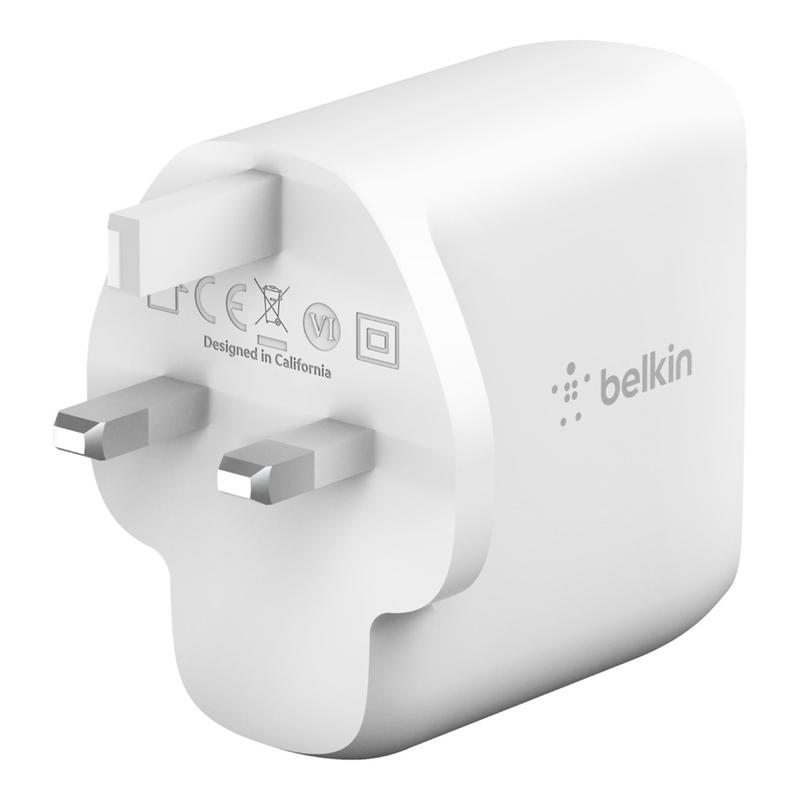 Belkin BoostCharge Dual USB-C PD GaN Wall Charger 63W White