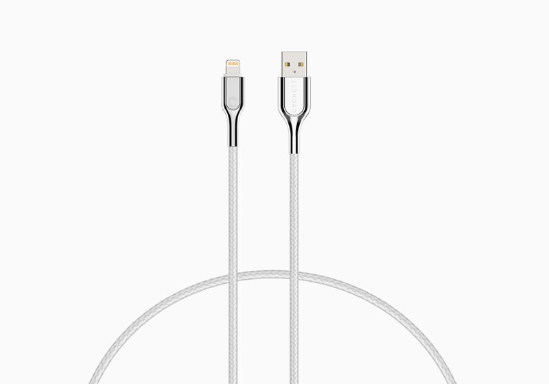 Cygnett Armoured Braided Lightning to USB-A Cable 1m White