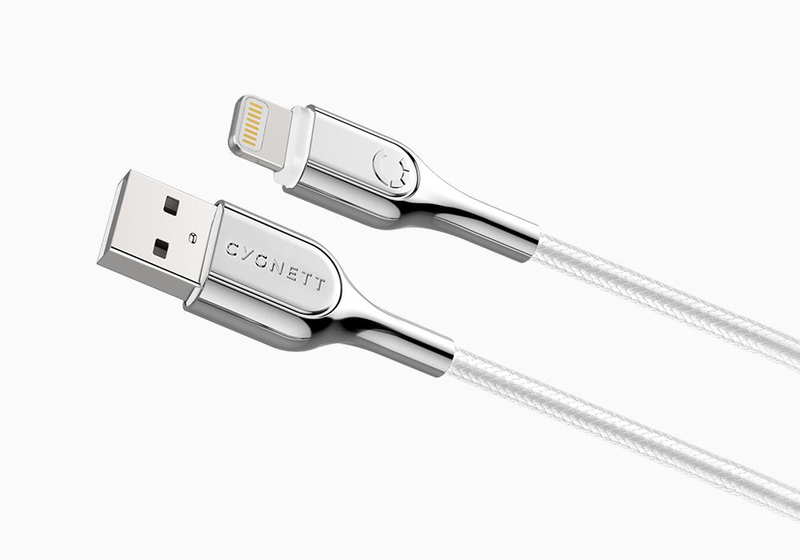 Cygnett Armoured Braided Lightning to USB-A Cable 1m White