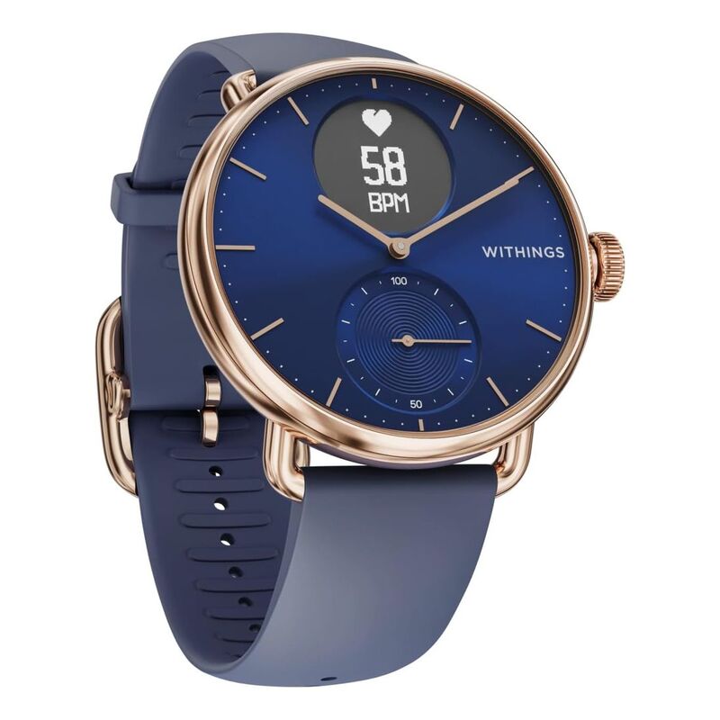 Withings ScanWatch 38mm - Hybrid Smartwatch - Rose Gold/Blue