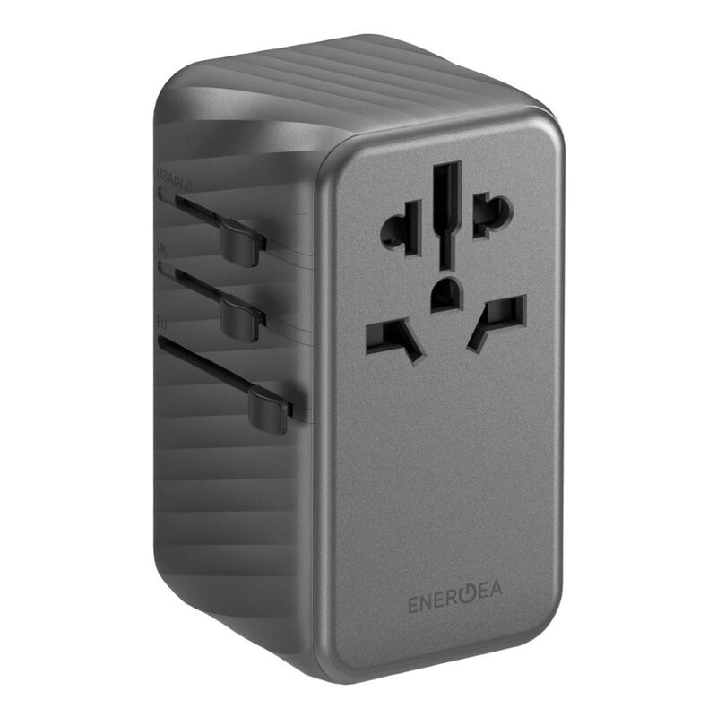 Energea Travelworld Adapter Gan 120 1A 3C 120W - Gunmetal