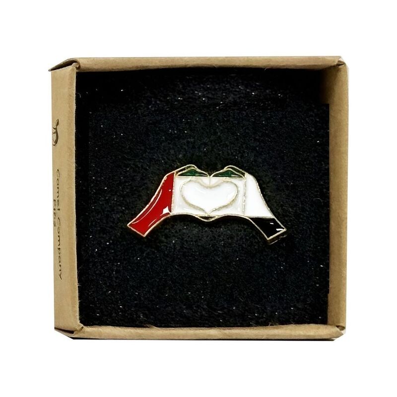 Camel Company Hand Heart Flag Metal Pins
