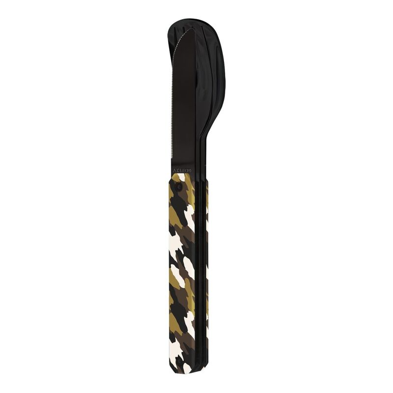 Akinod Straight Balck Mirror Finish Cutlery 12H34 - Green Camo Akinod Straight Balck Mirror Finish Cutlery 12H34 - Green Camo