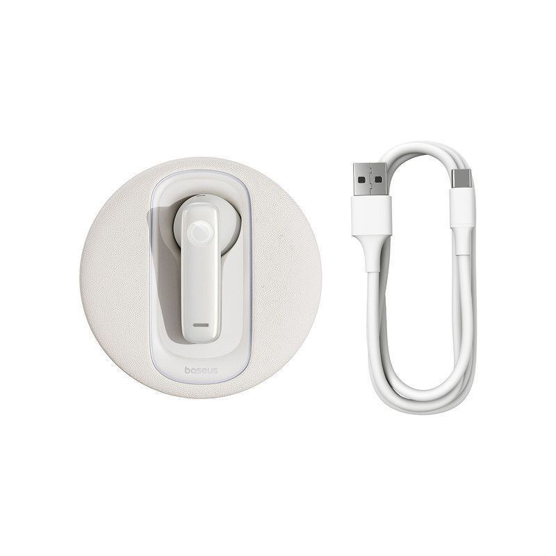 Baseus C-Mic CM10 Smart Unilateral Wireless Earphone For Car - Moon White Baseus C-Mic CM10 Smart Unilateral Wireless Earphone For Car - Moon White