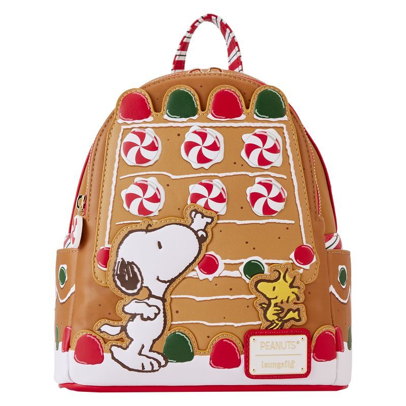 Loungefly! Leather Peanuts Snoopy Gingerbread House Mini Backpack